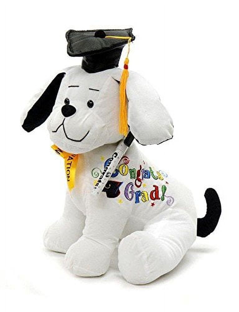 H4392　SOFT SPOT GRADUATION PUPPIES　GANZ Graduation Autograph Dog With Pen, Black Hat Congrats Grad 105H