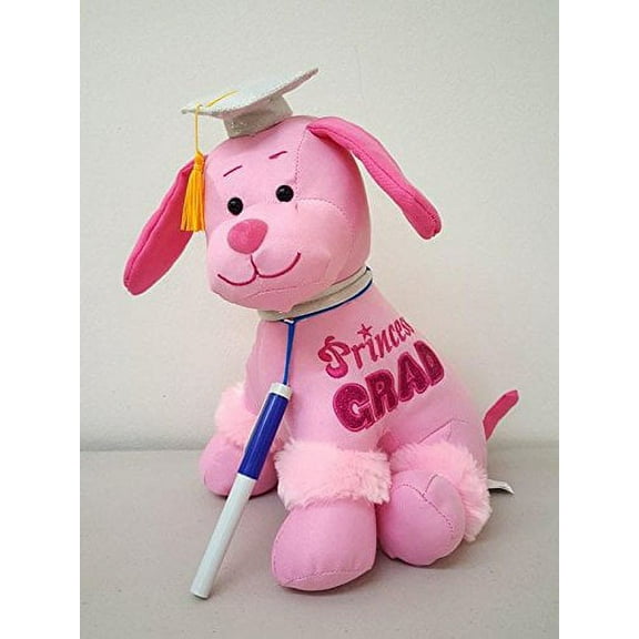 Graduation Autograph Dog with Cap - Princess Pink Dog - 10.5" inches
