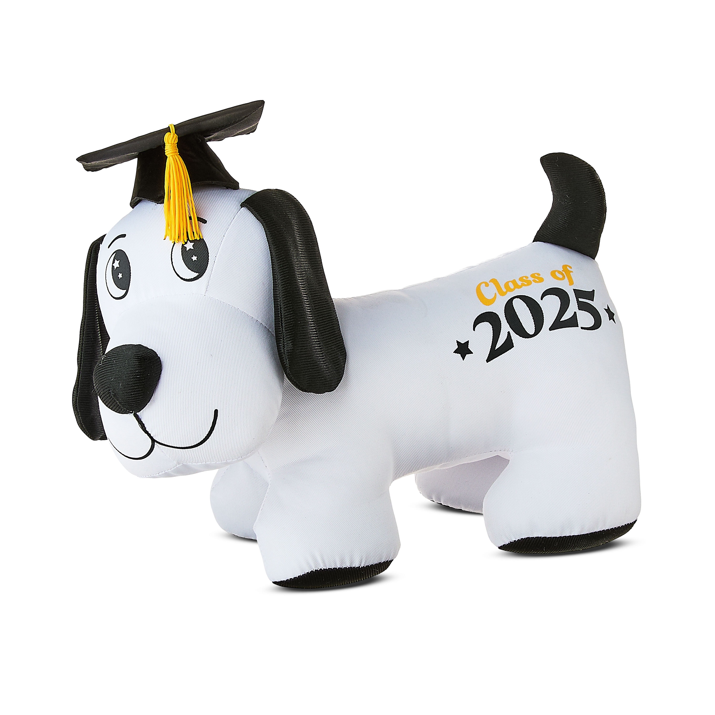 Graduation Class of 2025 Black and White Autograph Puppy Plush with Marker, 12", by Way To Celebrate
