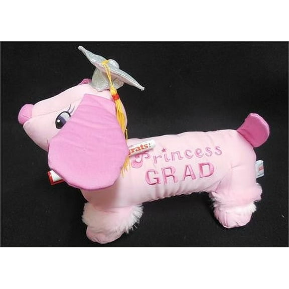 Graduation Autograph Stuffed Princess Dog w/ Pen "Congrats Grad" 12" inches