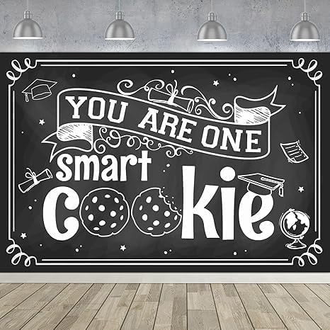 Graduation Backdrop 2026 Black One Smart Cookie Graduation Backdrop 5 * 3ft Vinyl for Retro Class of 2026 College High School Graduation Both Indoor and Outdoor