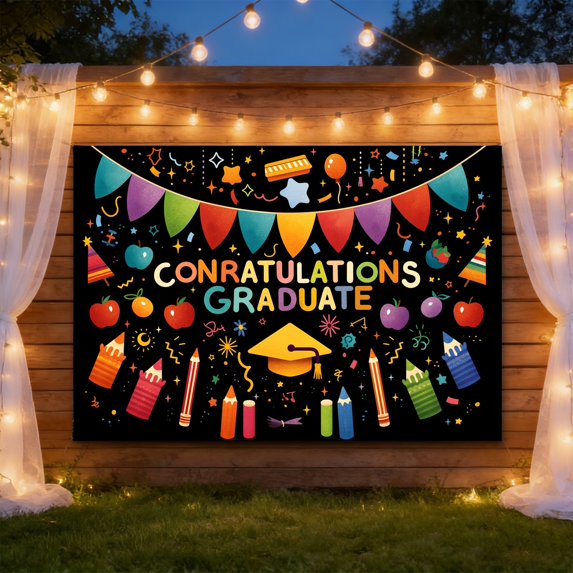 Graduation Backdrop 2026 Preschool Kindergarten Cartoon Photo ...