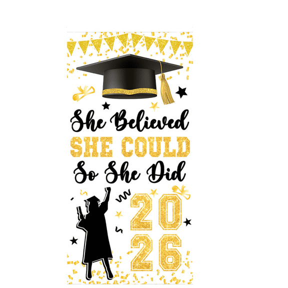 Graduation Backdrop Banner, 2026 Class, 1 Piece, For Graduation Party Celebration Decoration