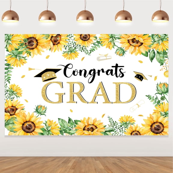 Graduation Backdrop Banner, Sunflowers Graduation Backdrop Class of 2023, Sunflower Rustic Graduation Bachelor Cap Photo Booth Backdrops Congrats Grad Photography Background