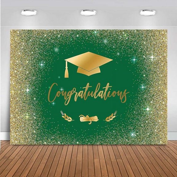 Graduation Backdrop Class of 2024 Golden Glitter Bokeh Spots Photography Background Congrats Grad Banner2024 Graduation Cap Design Gold Dots Decorations