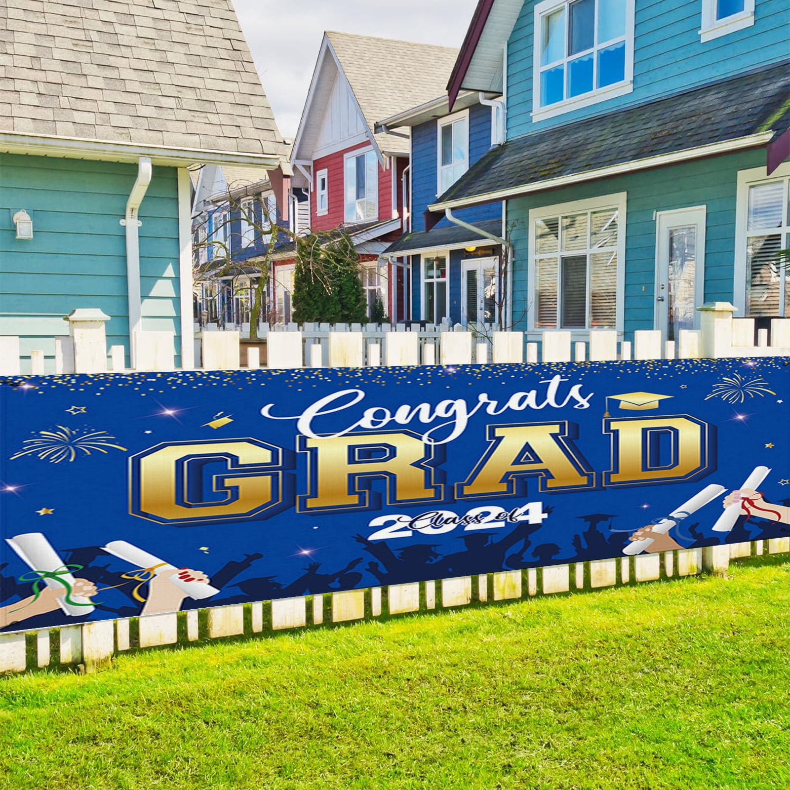 Class Of 2020 Graduation Banner - Gold Glitter Test Paper Design, Congrats Bunting For Senior Party - View #2