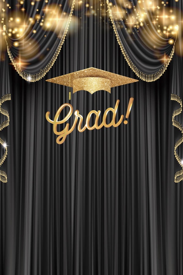 Graduation Backdrop Class of 2024 Bachelor Black Cap Balloon Congrats ...
