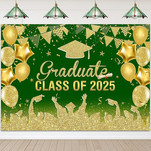 Graduation Backdrop Class of 2025 Graduation Party Decorations Navy Blue and Silver Congrats Grad Party Banner Supplies