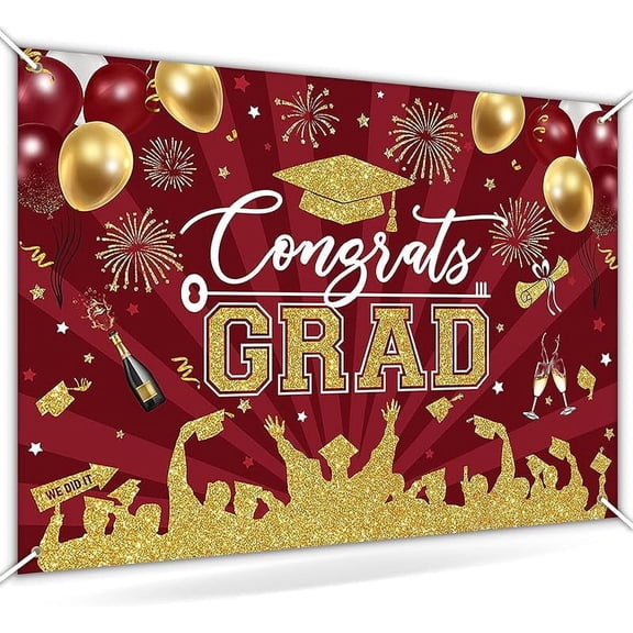 Graduation Backdrop Congrats Grad Graduation Party Decorations Class of 2025 Photoshoot Background Congratulate Grad Celebration Prom Party Banner Props
