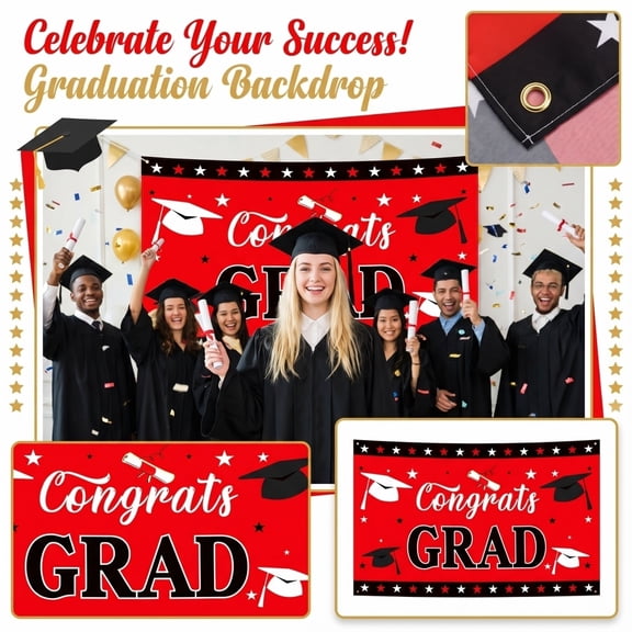 Graduation Backdrop Congrats Grad Graduation Party Decorations Class of 2026 Photoshoot Background Congratulate Grad Celebration Prom Party Banner Props