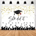 thumbnail image 1 of She Did It Graduation Backdrop Congrats Grads She Did It Photography Background Graduation Party Decorations Banner for Girl Gold Star Graduation Party Decor Poster Photo Booth Props, 1 of 5