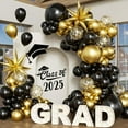 thumbnail image 1 of Graduation Balloon Arch Kit 130 Pcs Black Gold Balloon Arch Garland Kit Include Black and Gold Confetti Balloons for Graduation Decorations Class of 2025, 1 of 10