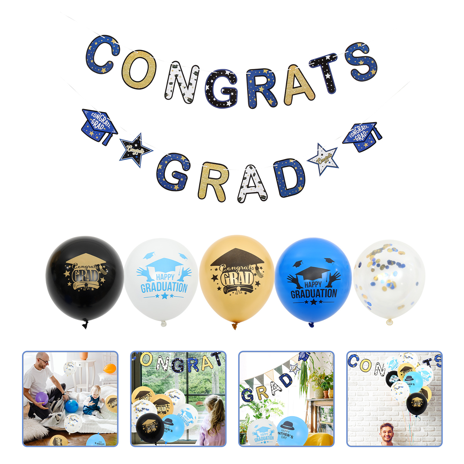 Graduation Balloon Banner 1 Set Graduation Theme Balloons Banner Kit