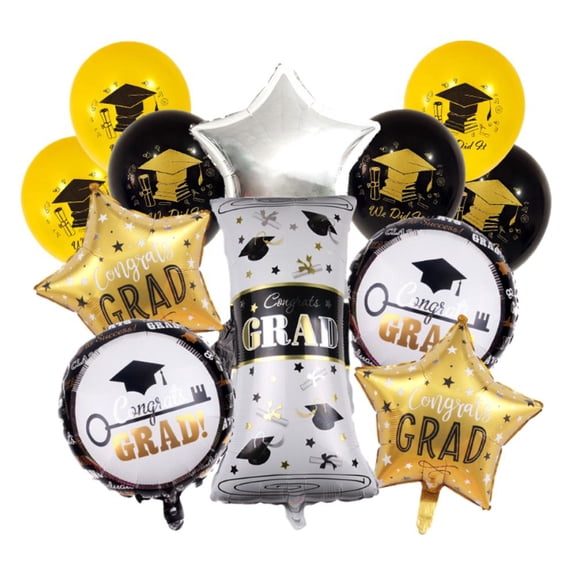 Graduation Balloon Set for Class of 2026, Robust 18-Inch Foil Balloons with Graduation Cap & Stars, Resilient Party Decorations for High School & College Commencement, Photo Props Set