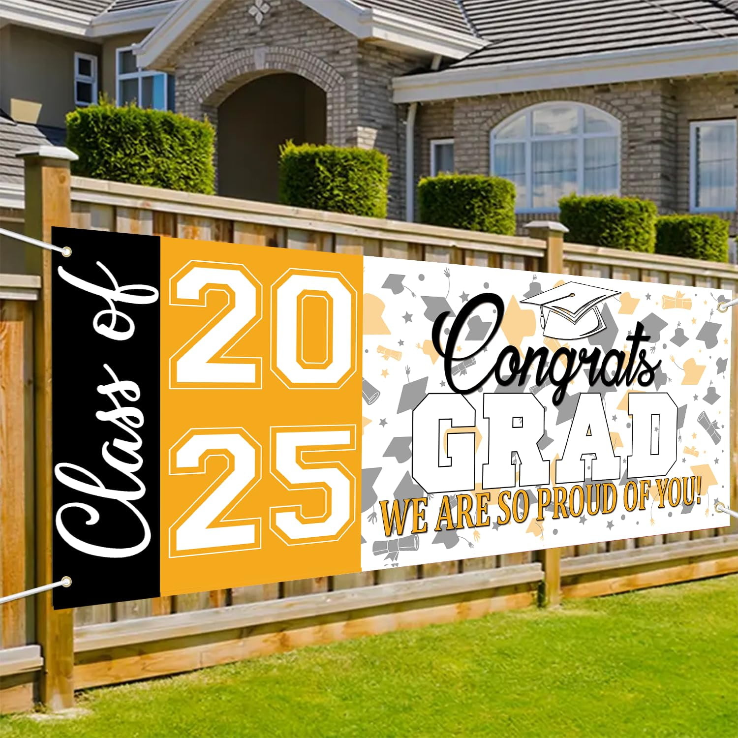 Graduation Banner 2025 Black MMF7 and Gold Graduation Party Decorations ...