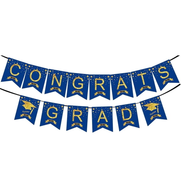 Graduation Banner 2026 Blue Gold Congrats Grad Decorations Class Of 2026 For High School College Ceremony Party Backdrop