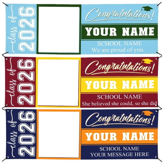 Graduation Banner Class Of 2026 Custom Grad Banners With Your Name Photo Graduation Yard Custom Grad For Outdoor Indoor Putting Flags Flags for outside 12x18 Flag Vol 2 Manga Bunting 6-12 Months