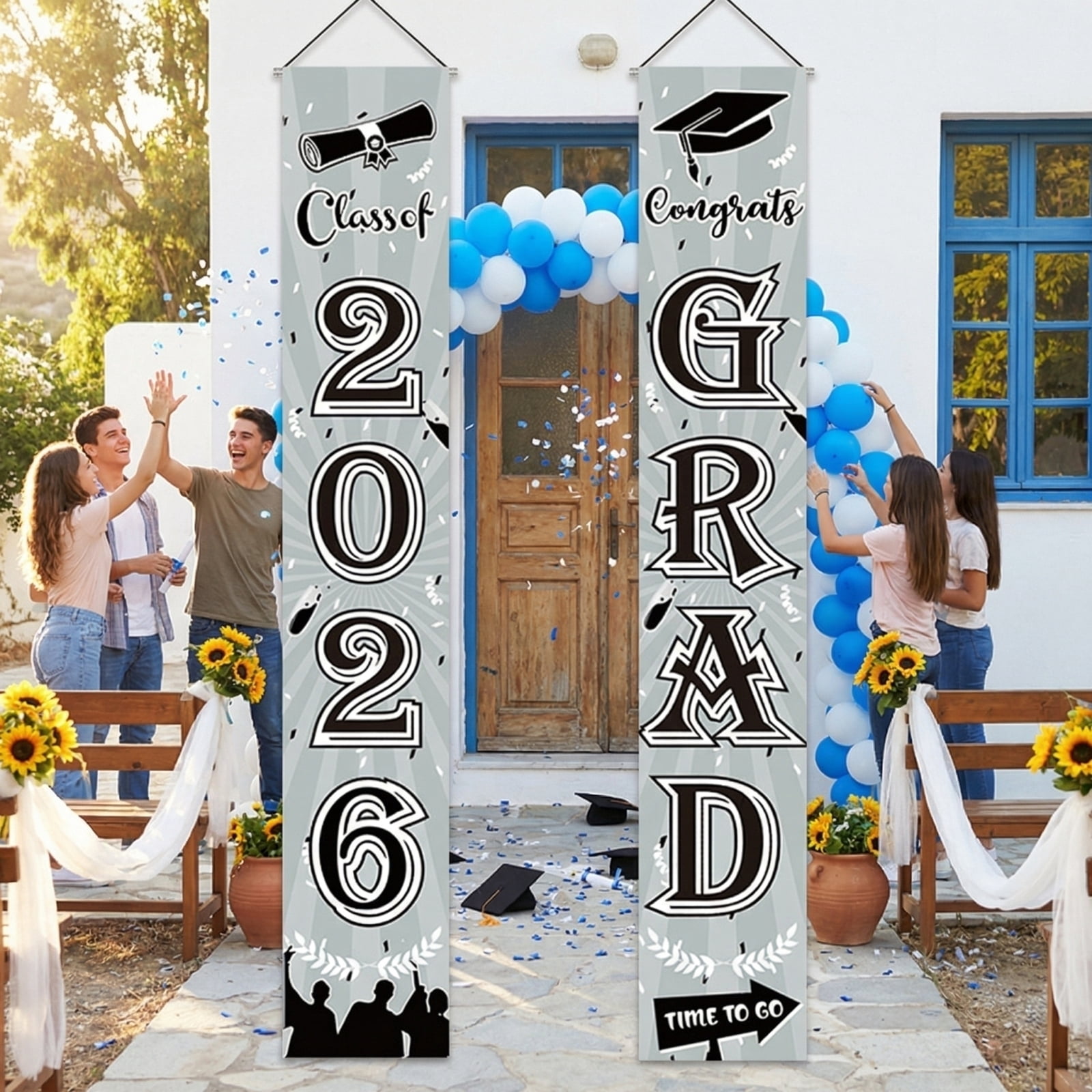Graduation Banner Class of 2026 2 Pc Vertical Hanging Signs, Outdoor ...