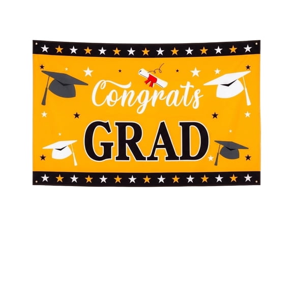 Graduation Banner Congratulations Class of 2026 Graduation Decorations Large Banner Backdrop Supplies Graduate Decor for School Ceremony Supplies Indoor Outdoor Yellow