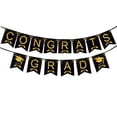 thumbnail image 1 of Graduation Banner Decor Gold Black Congrats Grad Sign, Graduation Party Supplies with Graduation Cap Design for College High School Celebration Wall Photo Background Party Decorations, 1 of 8