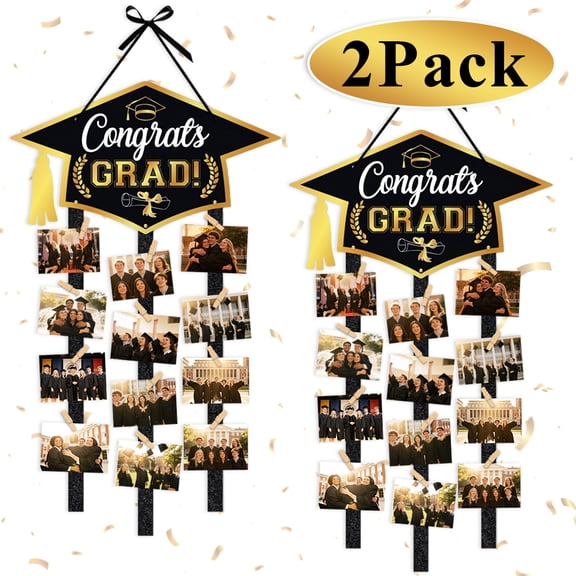Graduation Banner Decoration Congrats Grad Photo Banner Class of 2026 Congratulations Sign Display Board Wall decor with Clips Graduation Party Favors