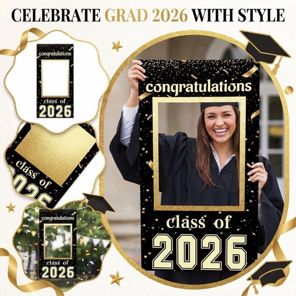 Graduation Banner Flag Photo Decoration Props for Graduation Party, Senior Class Celebration Hanging Decor, Graduation Photo Booth Banner for Wall and Event Background B