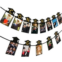 Graduation Banners with Photo Party Decoration Supplies - 2024 Congrats Grad Garland Decorations Favors 9.84ft