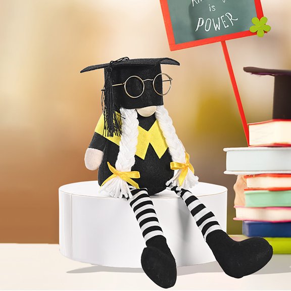 Graduation Bear Hanging Plush Doll - Stuffed Animal with Cap and Degree, Leg Dangling Plushie for Backpack, Cute Doctorate Figure for Desk Shelf Decor, Funny College Grad Gift 2026
