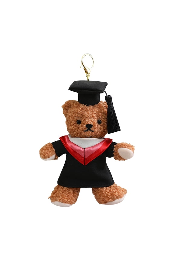 Graduation Bear Keychain - Cute Plushie Doll with Mortarboard, Soft Fabric, Ideal Graduation Gift and Keepsake for College & PhD Recipients, Perfect for Backpacks or Purses,Red