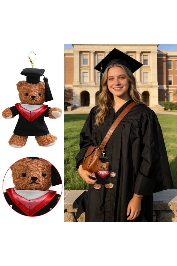 Graduation Bear Keychain Plush Teddy Bear 15cm Cap And Tassel Mortarboard Cute Backpack Bag Charm Graduation Gift For Students PhD Bachelor Keepsake Plush Ornament Party Decoration