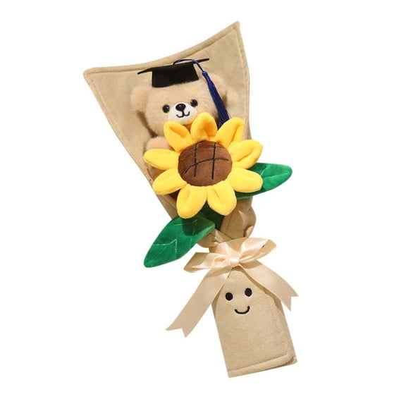 Graduation Bear Plush Bouquet, Sunflower Stuffed Animal Gift with Grad Cap