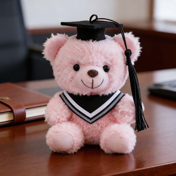 Graduation Bear Plush Toy 15cm – Soft Stuffed Animal with Detachable Cap & Embroidered Details, Commemorative Gift for Graduates, Classmates, Girlfriend (5.9in, 2 Colors)