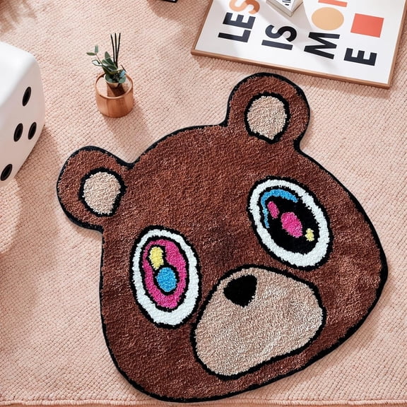 Graduation Bear Rug - Hypebeast Room Decor, Ultra-Soft Hypebeast Rugs with TPR Non-Slip Backing, Trendy Cloud-Like Plush Cute Carpet, Cool Rugs for Bedroom & Man Cave (28"x28")
