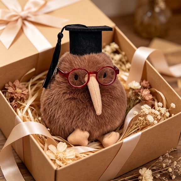 Graduation Bird Lint Toy with Cap, Cute Stuffed Animal Soft Cuddly Keepsake, Plush Souvenir Gift for Graduates Students, Room Decoration Photo Prop for Celebration