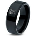 thumbnail image 1 of Graduation Black Metal Tungsten Gamer Couple Rings 80th Birthday Gift for Women Chunky Jewelry, 1 of 7