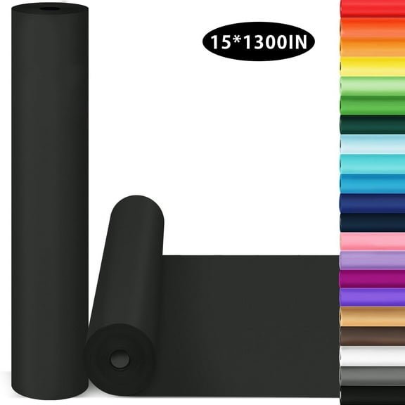 Graduation Black Wrapping Paper for Nurse Men Boys, 15"1300" (80 1/4FT) Fathers Day Art Craft Construction Bulletin Board Decorative Paper Roll, Happy Birthday Halloween Bouquet Flower Gift Wrap