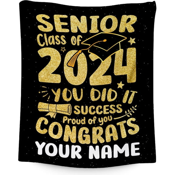 Graduation Blanket - Class of 2024 Graduation Gifts for Her or Him - 40"x50" Flannel Soft Throw Blanket Decorations - Senior 2024 Blankets for College, High School, Graduation Day
