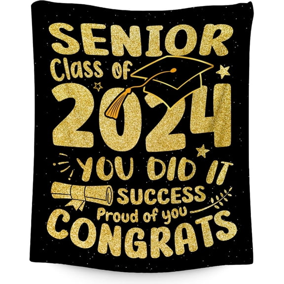 Graduation Blanket - Class of 2024 Graduation Gifts for Her or Him - 40"x50" Flannel Soft Throw Blanket Decorations - Senior 2024 Blankets for College, High School, Graduation Day