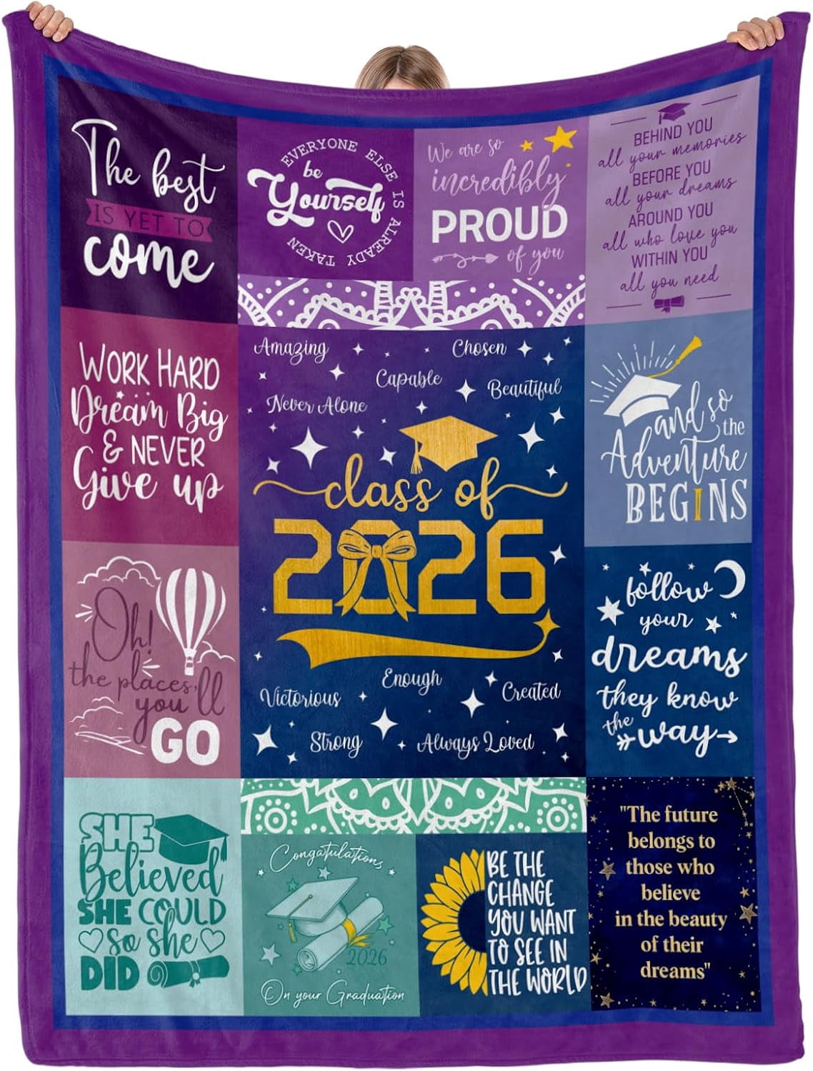 Graduation Blanket Class of 2026 Inspirational Quotes Throw Blanket For ...