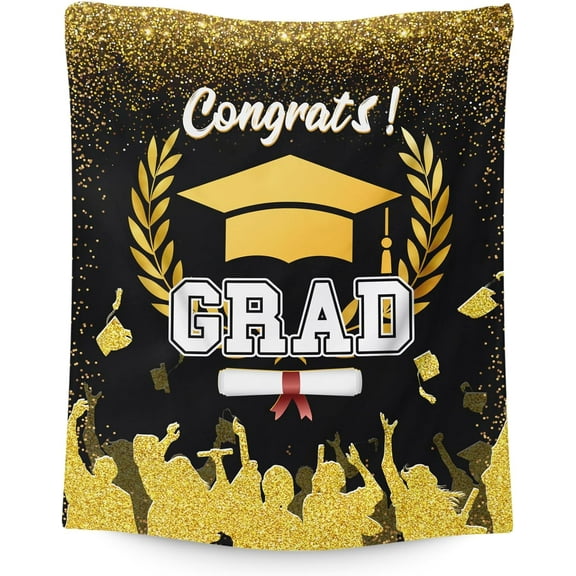Graduation Blanket Gift - 30 x 40 Inches Class of 2024 Throw Blanket for Women & Men, Black Grad Soft Blankets for Graduation Day, College, Senior
