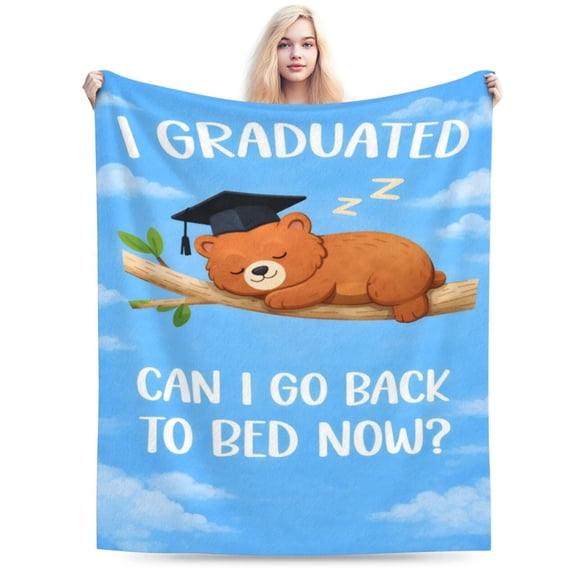 Graduation Blanket Gift Throw Blanket Cozy Soft Cute Bear Graduate Pattern Blanket Funny Gift for Graduate Students Graduation Party Home Decor 60x50