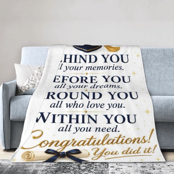 Graduation Blanket Gift Throw Blanket Cozy Soft Inspirational Gift for Son Daughter Senior Home Decor 50x40