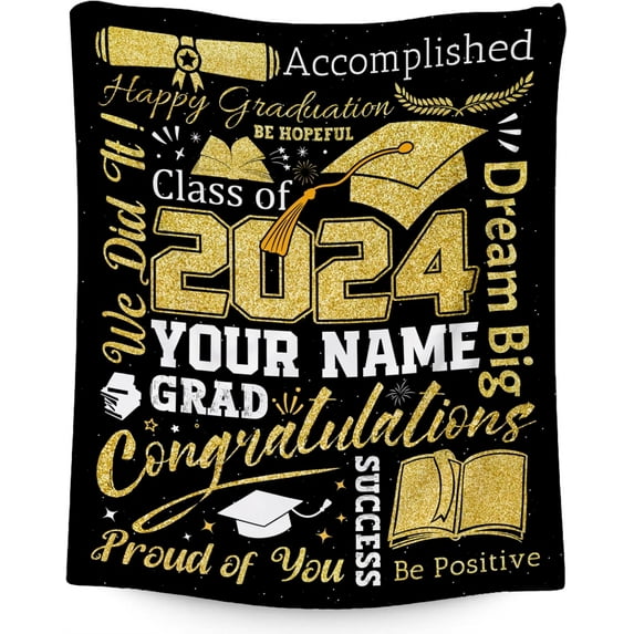 Graduation Blanket Gifts - 40"x50" Class of 2024 Blankets for Her Him - Senior Graduation Fuzzy Throws for High School College