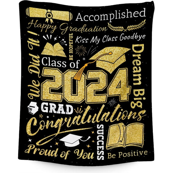Graduation Blanket Gifts - 40"x50" Class of 2024 Blankets for Her Him - Senior Graduation Fuzzy Throws for High School College