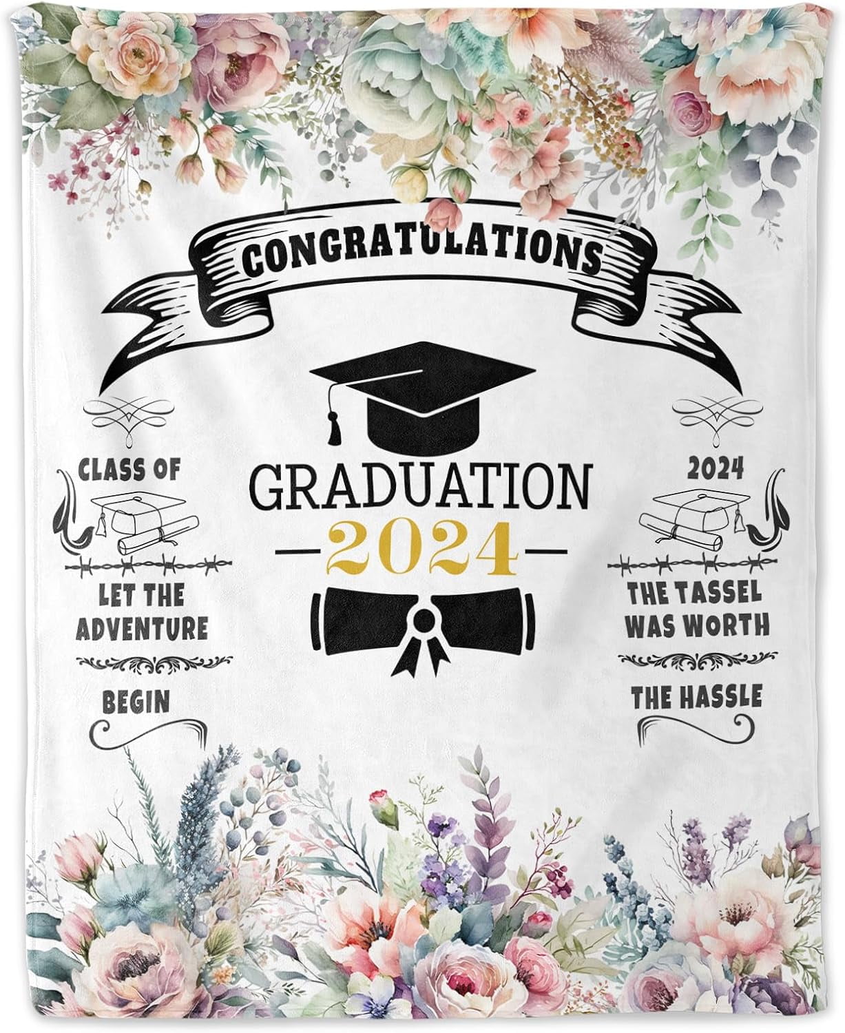 Graduation Blanket Gifts, 60"x50" Cozy Flannel Throw Blankets, Graduate