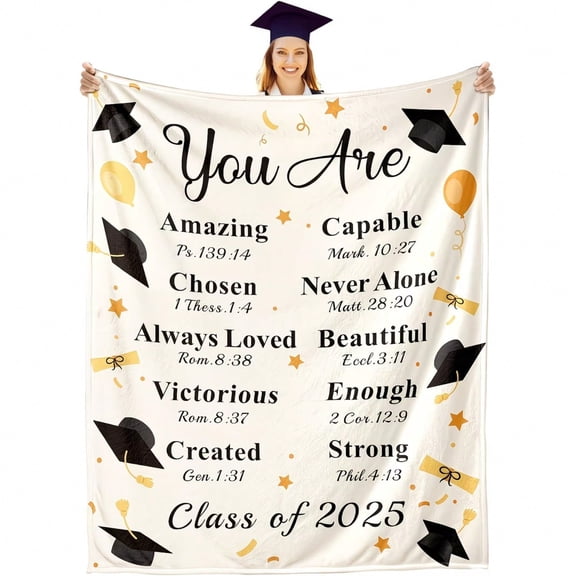 Graduation Blanket Inspirational Scripture Throw Blanket for Graduates Class of 2025