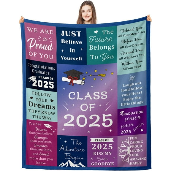 Graduation Blankets, Senior 2025 Class of 2025, Graduation Gifts for Her Him, 2025 Graduation Throw Blanket for Women, Senior Gifts for College Girls Middle High School Graduation Gifts, 50x60