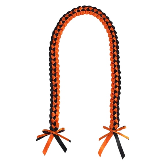 Graduation Braided Lanyard Ribbon, Orange and Black Hand Woven, 1 Piece, for Graduation Season Ceremony Decor