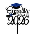 thumbnail image 1 of Graduation Cake Topper 2026 Graduation Cake Decorations Acrylic Classof2026 Cake Topper Blue Graduation Cap TopperforCollege High School Graduation Party Decor 1 Pc, 1 of 5