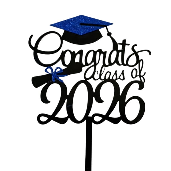 Graduation Cake Topper 2026 Graduation Cake Decorations Acrylic Classof2026 Cake Topper Blue Graduation Cap TopperforCollege High School Graduation Party Decor 1 Pc